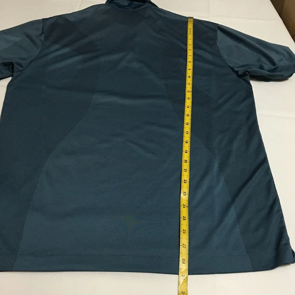 Nike Golf Polo Shirt Mens Large Blue Short Sleeve 1/4 Zip Dri-FIT Performance